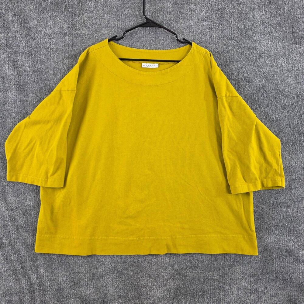 Bryn Walker Blouse XL Oversized Scoop Neck Yellow Cotton Minimalist Summer USA